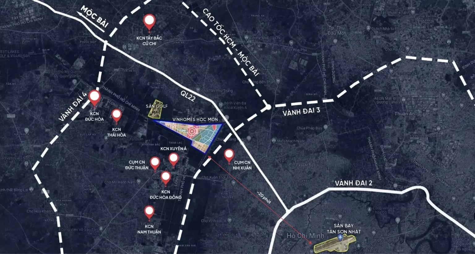Bản đồ vị trí dự án Vinhomes SaiGon Park Hóc Môn